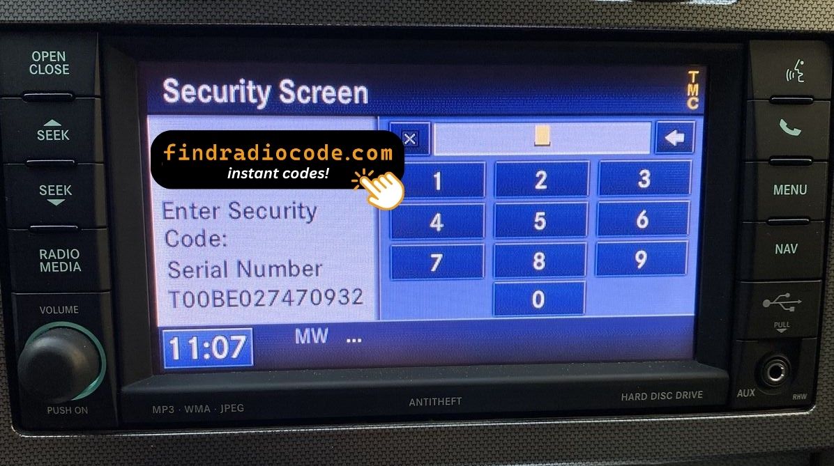 Uconnect 735N NTG4 Refresh JNAV RHP 4 digit unlock code for this radio
